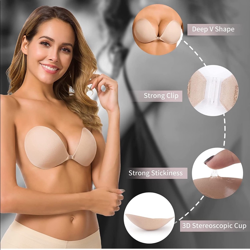 Adhesive Strapless Push-up Bra Two Pairs